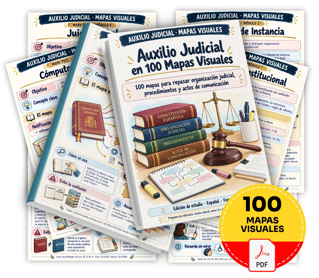 Mockup de Auxilio Judicial en 100 Mapas Visuales