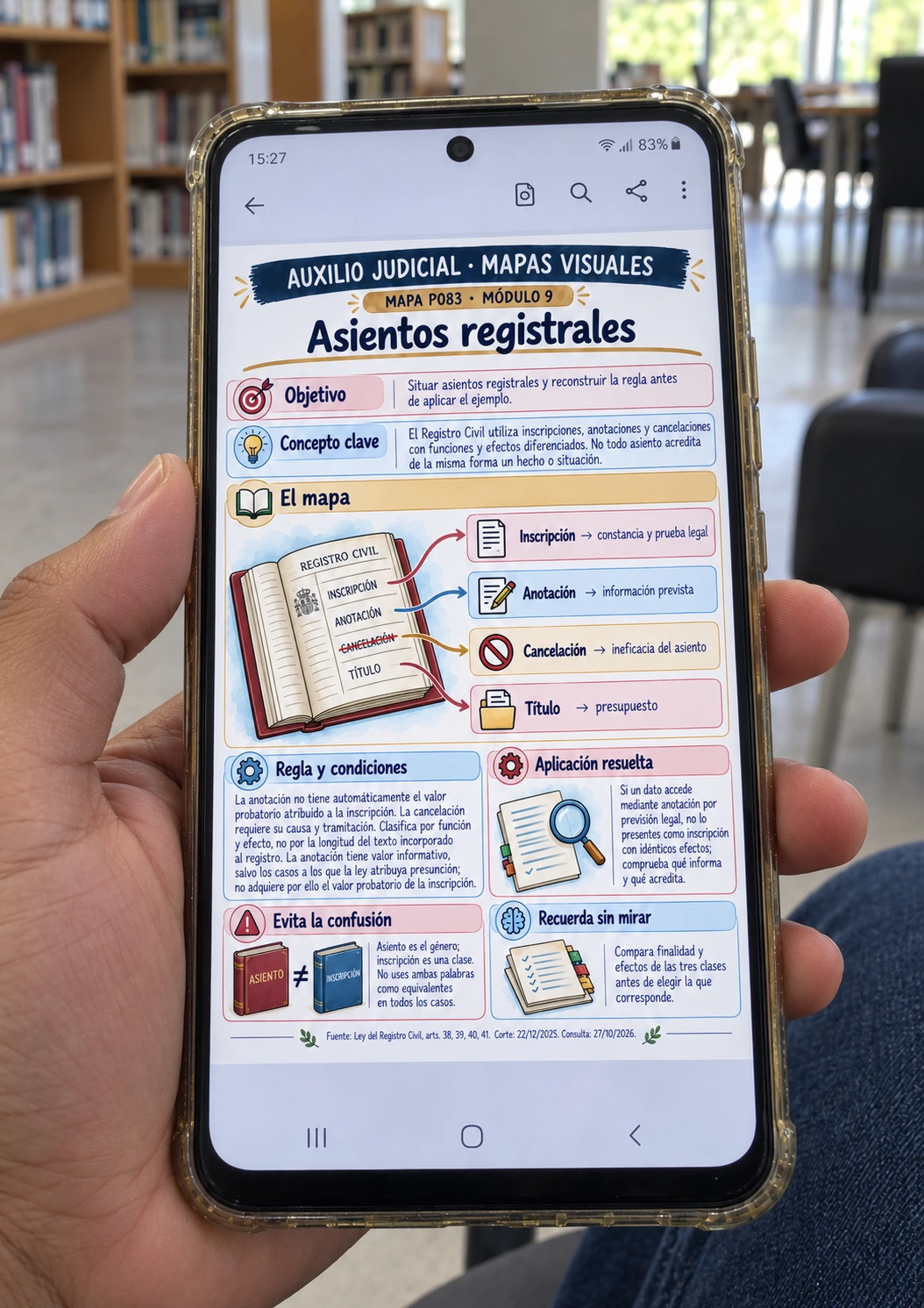 Material de Auxilio Judicial en uso: lectura en el móvil